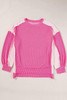 Bonbon Cable Knit Colorblock Exposed Seam Sweatshirt