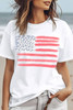 White American Flag Pattern Crew Neck Short Sleeve Tee White American Flag Pattern Crew Neck Short Sleeve Tee