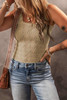 Smoke Gray Floral Jacquard Square Neck Tank Top