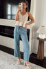 Myosotis Mineral Wash Drawstring Waist Loose Straight Denim Pants
