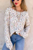 White Confetti Reversible Twist Sweater