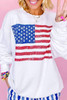 White American Flag Graphic Drop Shoulder Loose Sweatshirt White American Flag Graphic Drop Shoulder Loose Sweatshirt