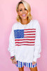 White American Flag Graphic Drop Shoulder Loose Sweatshirt White American Flag Graphic Drop Shoulder Loose Sweatshirt