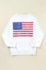 White American Flag Graphic Drop Shoulder Loose Sweatshirt White American Flag Graphic Drop Shoulder Loose Sweatshirt