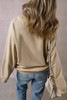 Parchment Solid Fleece Lined Crew Neck Casual Sweatshirt Parchment Solid Fleece Lined Crew Neck Casual Sweatshirt