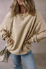 Parchment Solid Fleece Lined Crew Neck Casual Sweatshirt Parchment Solid Fleece Lined Crew Neck Casual Sweatshirt
