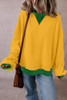 Ginger Color Block Patch Drop Shoulder Oversized Sweatshirt Ginger Color Block Patch Drop Shoulder Oversized Sweatshirt