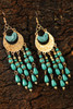 Light Blue Boho Beaded Tassel Alloy Charm Earrings