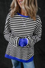 Black Stripe Oversized Contrast Trim Pullover Sweatshirt Black Stripe Oversized Contrast Trim Pullover Sweatshirt
