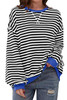 Black Stripe Oversized Contrast Trim Pullover Sweatshirt Black Stripe Oversized Contrast Trim Pullover Sweatshirt