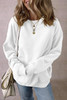 White Solid Fleece Lined Crew Neck Casual Sweatshirt White Solid Fleece Lined Crew Neck Casual Sweatshirt