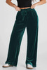 Evergreen Solid Drawstring Waist Wide Leg Pants