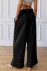 Black Elastic High Waist Drawstring Sweatpants