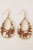 Chestnut Leopard Print Hollowed Waterdrop Shape Hook Earrings