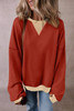 Red Clay Color Block Patch Drop Shoulder Oversized Sweatshirt Red Clay Color Block Patch Drop Shoulder Oversized Sweatshirt