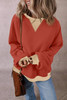 Red Clay Color Block Patch Drop Shoulder Oversized Sweatshirt Red Clay Color Block Patch Drop Shoulder Oversized Sweatshirt