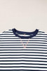 White Stripe Color Block Exposed Seam Loose Fit Sweatshirt