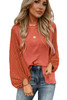 Russet Orange Swiss Dot Balloon Sleeve Loose Blouse