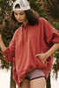 Red Clay Drop Shoulder Pocketed Baggy Drawstring Hoodie Red Clay Drop Shoulder Pocketed Baggy Drawstring Hoodie