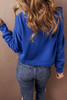 Dark Blue Solid Drop Shoulder Drawstring Cropped Hoodie Dark Blue Solid Drop Shoulder Drawstring Cropped Hoodie