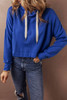 Dark Blue Solid Drop Shoulder Drawstring Cropped Hoodie Dark Blue Solid Drop Shoulder Drawstring Cropped Hoodie
