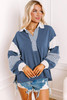 Sail Blue Striped Colorblock Patchwork Collar Sweatshirt Sail Blue Striped Colorblock Patchwork Collar Sweatshirt