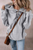 Light Grey Fleece Lined Kangaroo Pocket Drawstring Chunky Hoodie