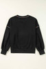 Black Contrast Rainbow Trim Drop Shoulder Pullover Sweatshirt Black Contrast Rainbow Trim Drop Shoulder Pullover Sweatshirt