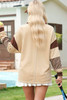 Light French Beige Striped Colorblock Patchwork Collar Sweatshirt
