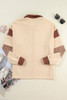 Light French Beige Striped Colorblock Patchwork Collar Sweatshirt