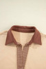 Light French Beige Striped Colorblock Patchwork Collar Sweatshirt