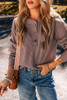 Chestnut Textured Knit Henley Long Sleeve Top