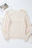 White Geometric Lace Buttoned Decor Long Sleeve Blouse