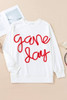 White Tinsel Game Day Drop Shoulder Graphic Sweatshirt