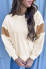 Apricot Corduroy Patchwork Drop Shoulder Long Sleeve Sweatshirt Apricot Corduroy Patchwork Drop Shoulder Long Sleeve Sweatshirt
