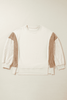 Apricot Corduroy Patchwork Drop Shoulder Long Sleeve Sweatshirt Apricot Corduroy Patchwork Drop Shoulder Long Sleeve Sweatshirt