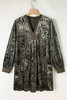 Jungle Green Velvet Long Sleeve V Neck Loose Dress with Pockets
