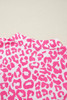 Bright Pink Leopard Printed Long Sleeve Buttoned Front Mini Dress