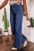 Sail Blue Wide Leg Pocketed High Waist Jeans Sail Blue Wide Leg Pocketed High Waist Jeans