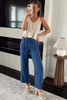 Sail Blue Mineral Wash Drawstring Waist Loose Straight Denim Pants