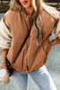Buckskin Corduroy Fleece Patchwork Buttoned Bomber Jacket