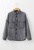 Medium Grey Mineral Wash Patched Pocket Split Denim Jacket Medium Grey Mineral Wash Patched Pocket Split Denim Jacket