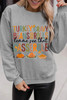 Gray Thanksgiving Slogan Pumpkin Turkey Pie Graphic Sweatshirt