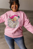 Pink Bold Christmas Claus Graphic Drop Shoulder Sweatshirt Pink Bold Christmas Claus Graphic Drop Shoulder Sweatshirt