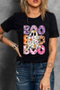 Black BOO Floral Ghost Print Crew Neck Halloween T Shirt Black BOO Floral Ghost Print Crew Neck Halloween T Shirt