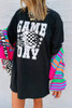 Black GAME DAY Checkerboard Rugby Football Helmet T Shirt