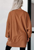 Chestnut Sequin Happy Halloween Graphic Notched Neck Long Sleeve Loose Top