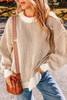 Chestnut Striped Textured Knit Contrast Edge Loose Sweater Chestnut Striped Textured Knit Contrast Edge Loose Sweater