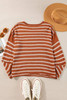 Brown Stripe Drop Shoulder Casual Sweater