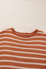 Brown Stripe Drop Shoulder Casual Sweater